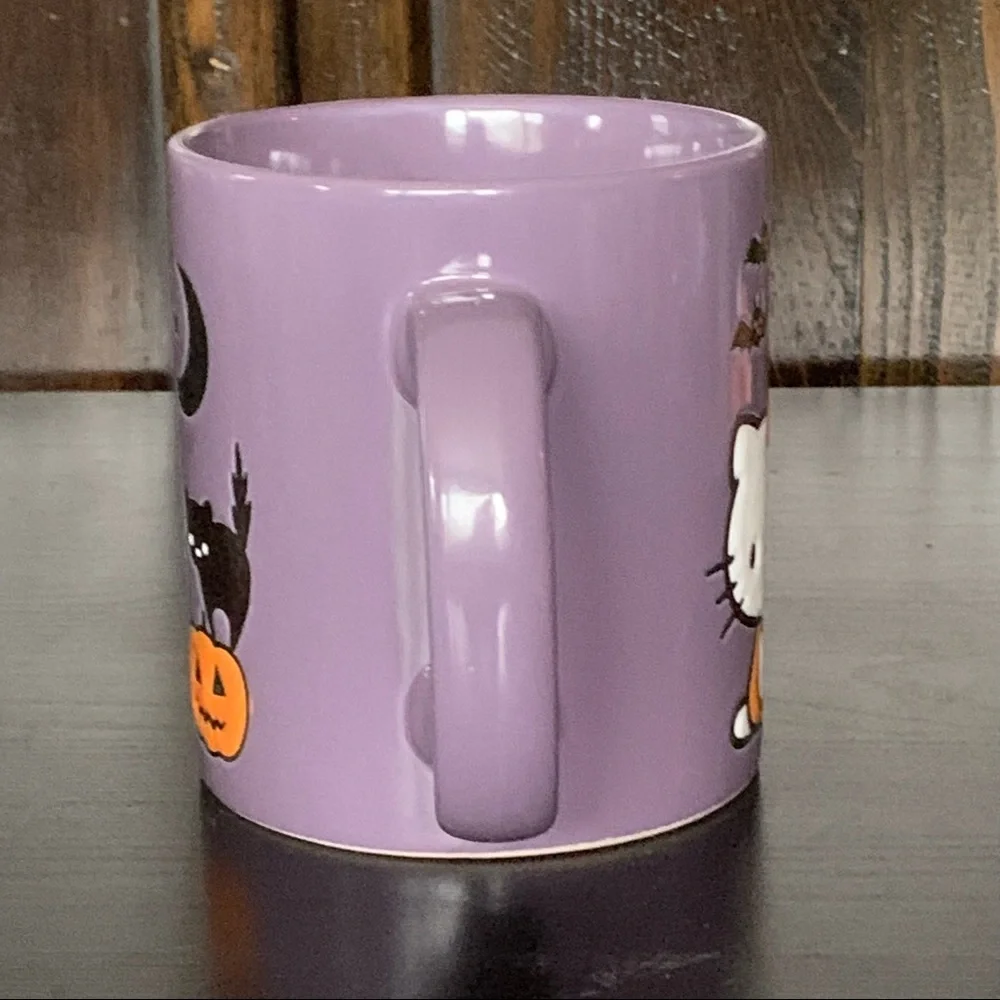 Hello Kitty Purple Halloween Mug - Black Cat Jack O’ Lantern Bats - Picture 7 of 11